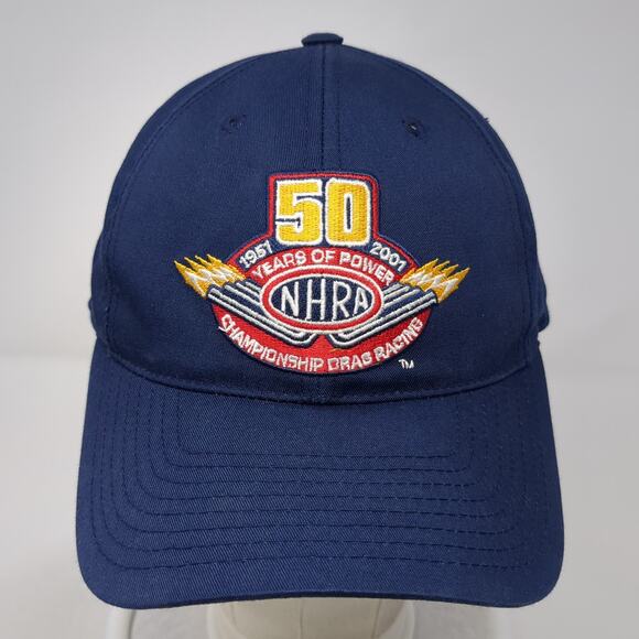 50 Years Of Power NHRA Championship Drag Racing Baseball Cap Blue One Size SS - Picture 2 of 9
